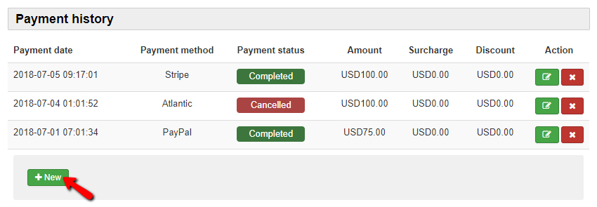 Payment history