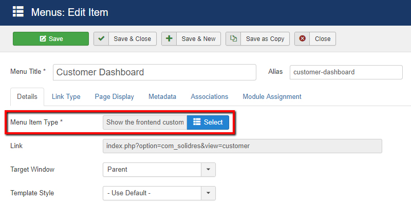 How to configure front-end customer dashboard